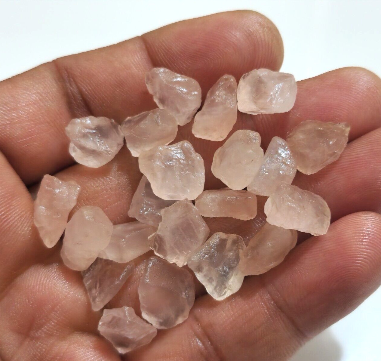 Excellent Pretty Rose Quartz Rough 21 Pcs Lot Size 11-13 MM Rare Loose Gemstone