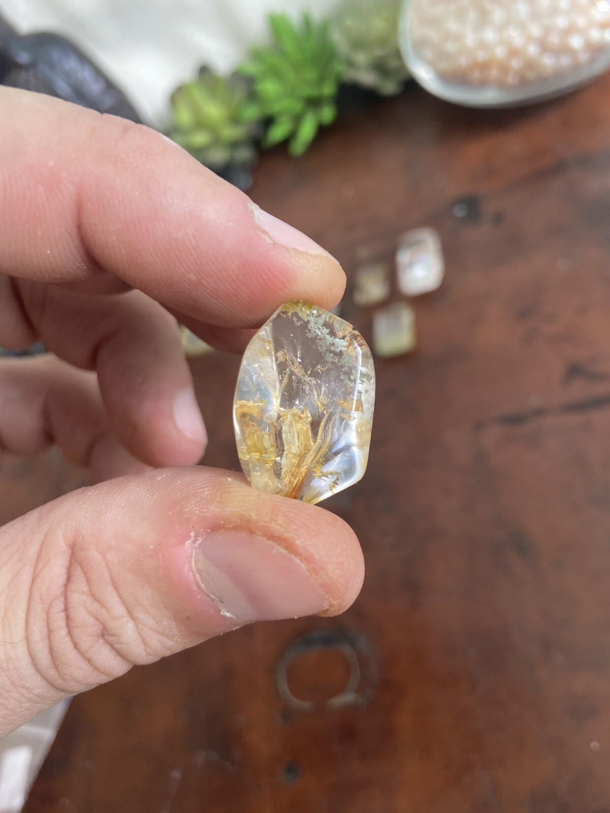 Mixed Wholesale Gemstone Crystal Rectangular Tablets – Lodalite, Rabbit Hair