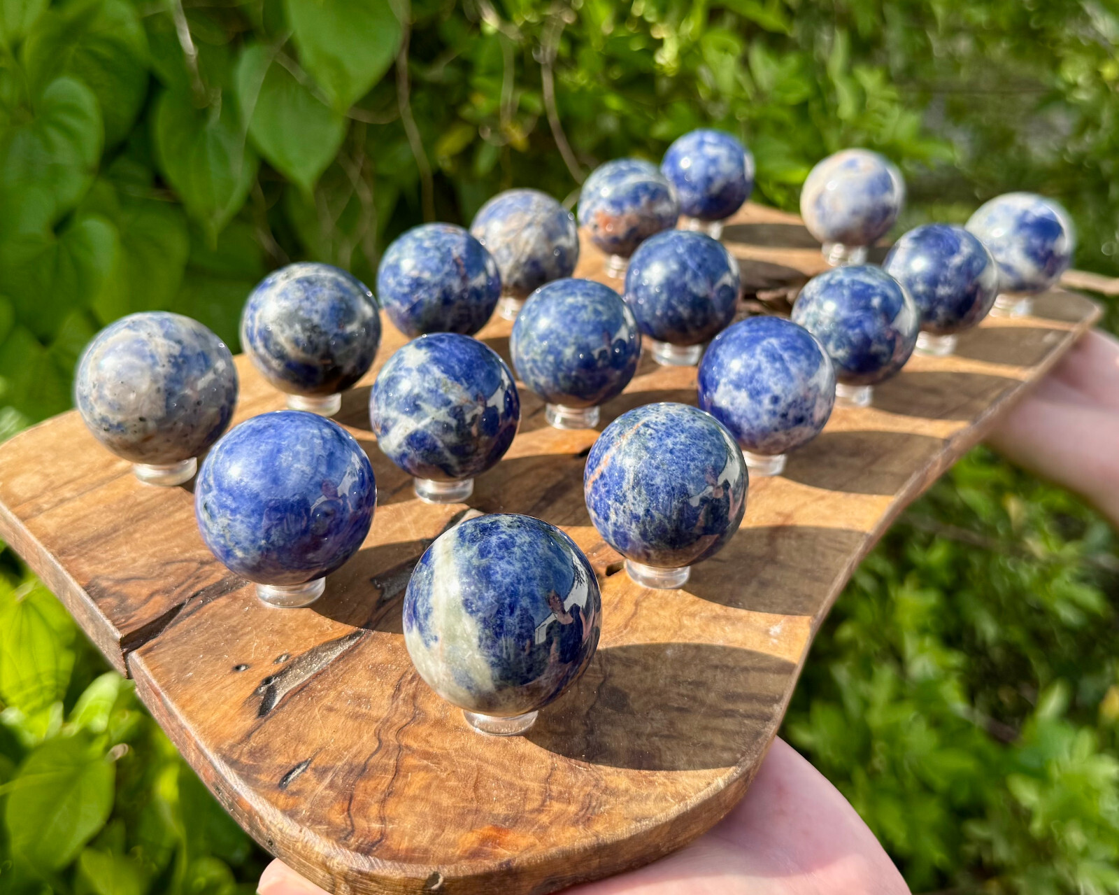 Sodalite Crystal Sphere & Stand, 1.5″ Polished Sodalite Sphere (Crystal Ball)