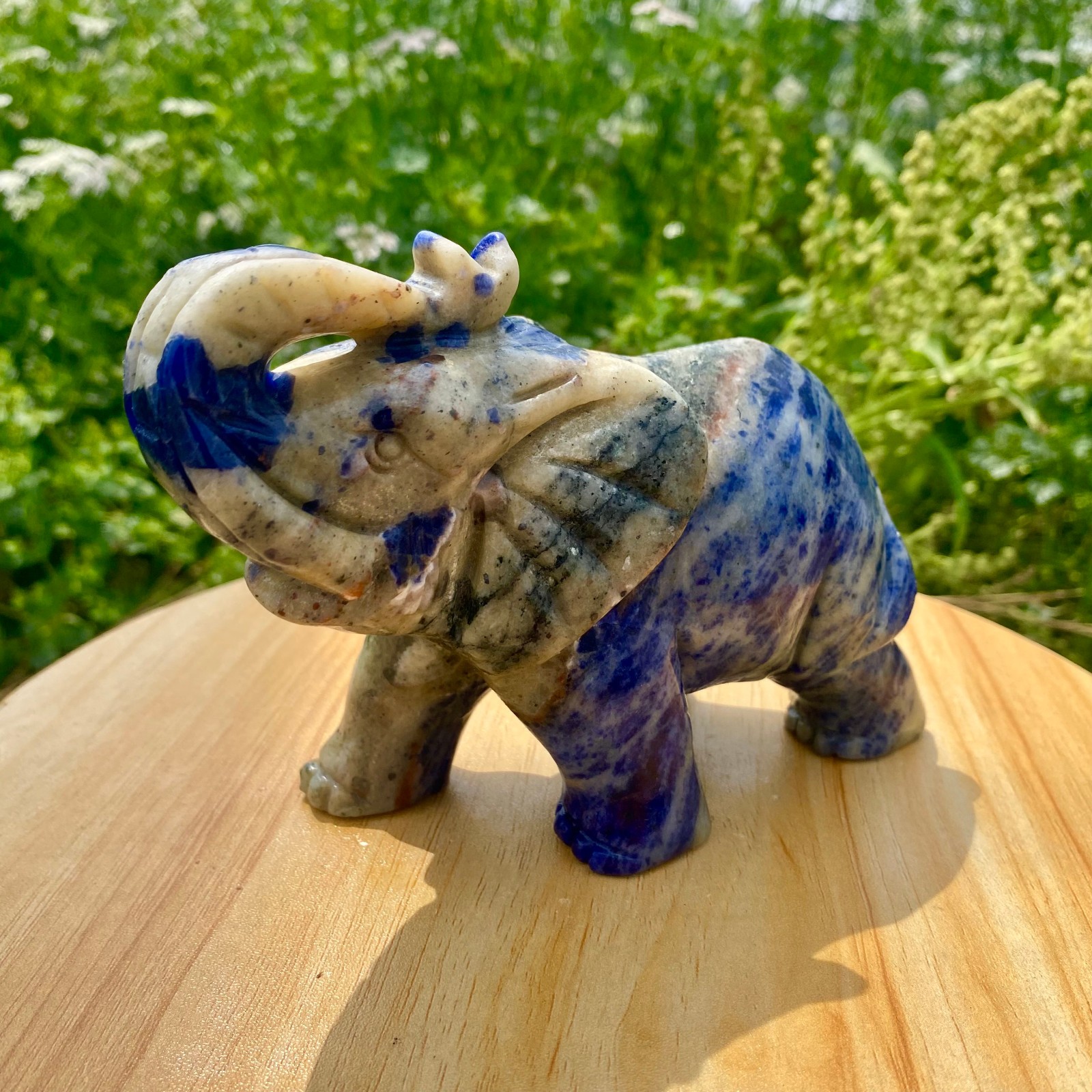 1.9LB Natural lapis lazuli quartz carving elephant spiritual healing