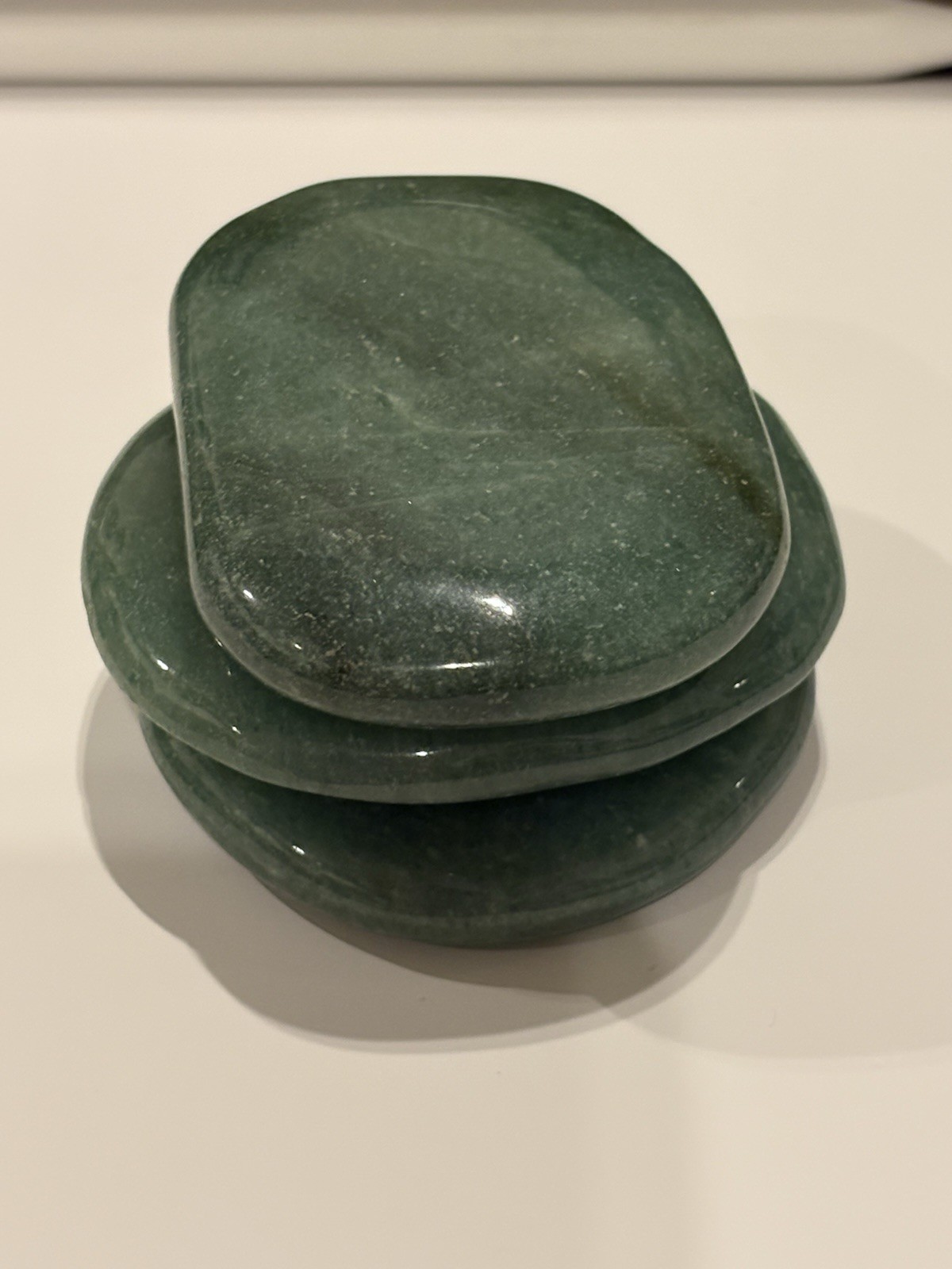 Lot Of 3 Dark Green Aventurine Crystal Palm Stone Worry Stone Reiki Meditation