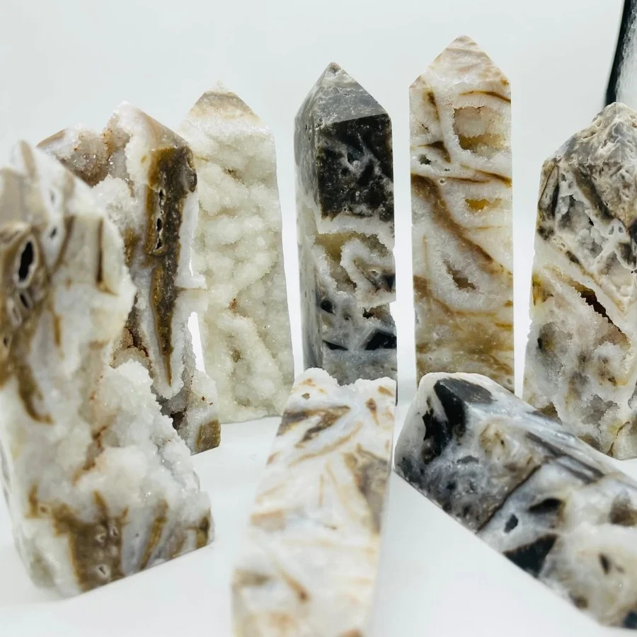 Natural Sphalerite Crystal Tower Druzy Quartz Obelisk Point Healing Reiki Decor