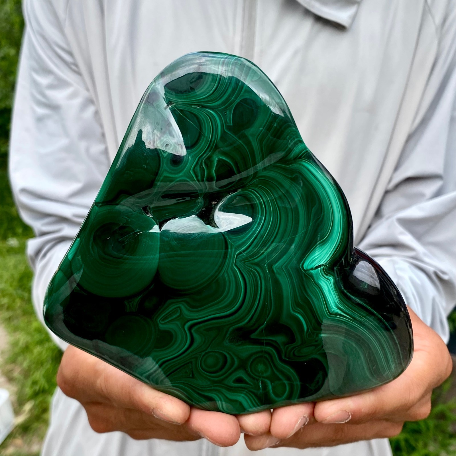 2.53LB Natural Glossy Malachite Cat Eye Transparent Cluster Rough Mineral Sample
