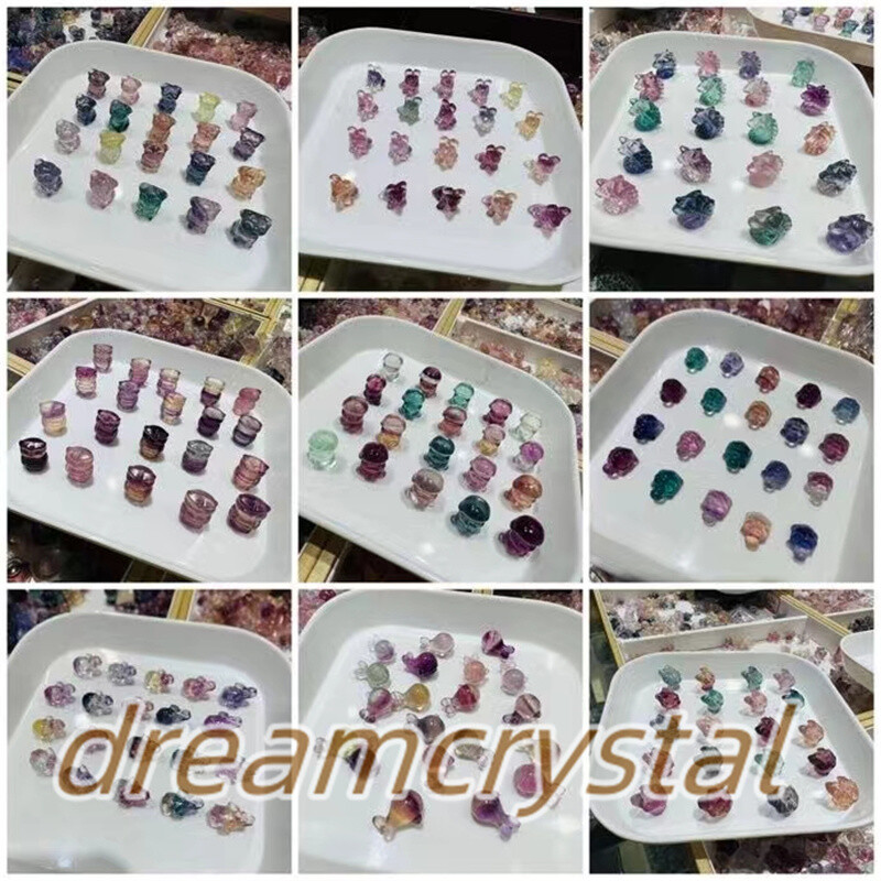 100pc Natural Fluorite Crystal Skull Mini Hand Carved Quartz Reiki Gifts Random