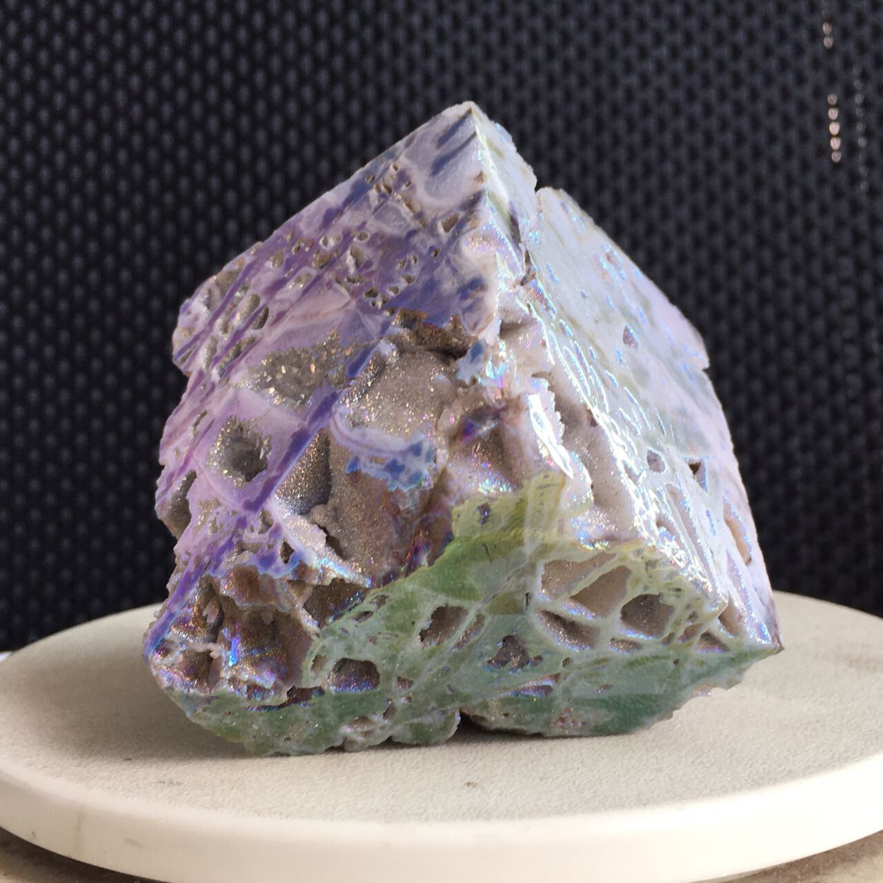 333g Angel Aura Druzy Sphalerite Cube Geode Stone Rainbow Energy Crystal
