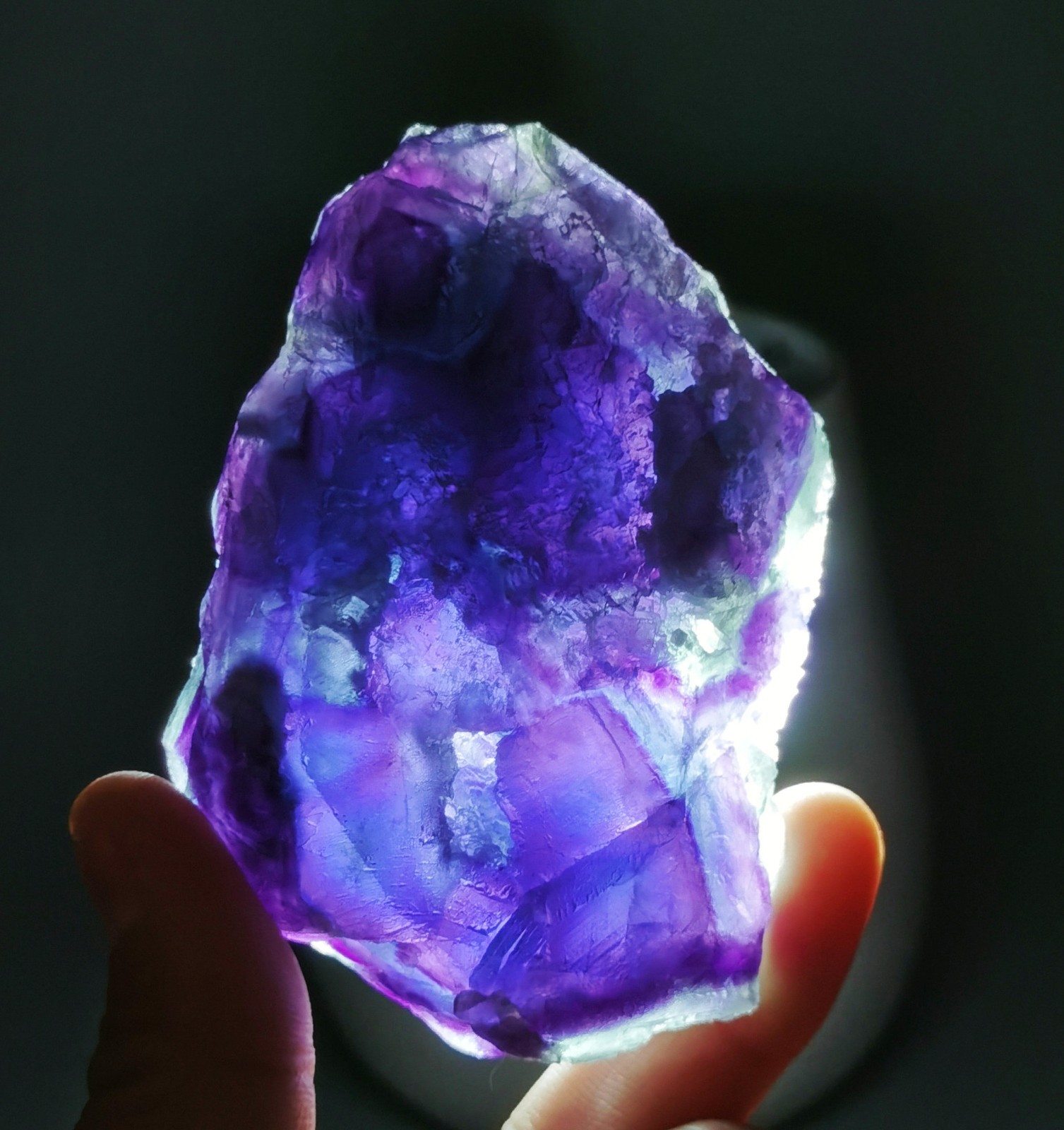 Rare Natural Purple Green Octagonal Fluorite Mineral Specimen China