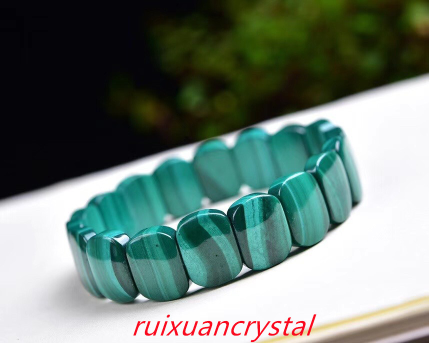 1pc Natural Malachite 7.5″ Crystal Stretch Bracele Chakra Reiki Gift 11.4*7.4mm