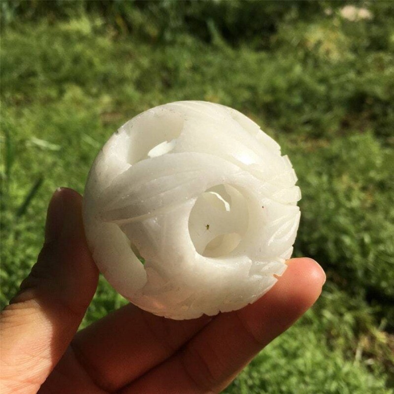 1PC 50mm+ White Jade Quartz Sphere Heal Collection Divination Prophecy 100g+