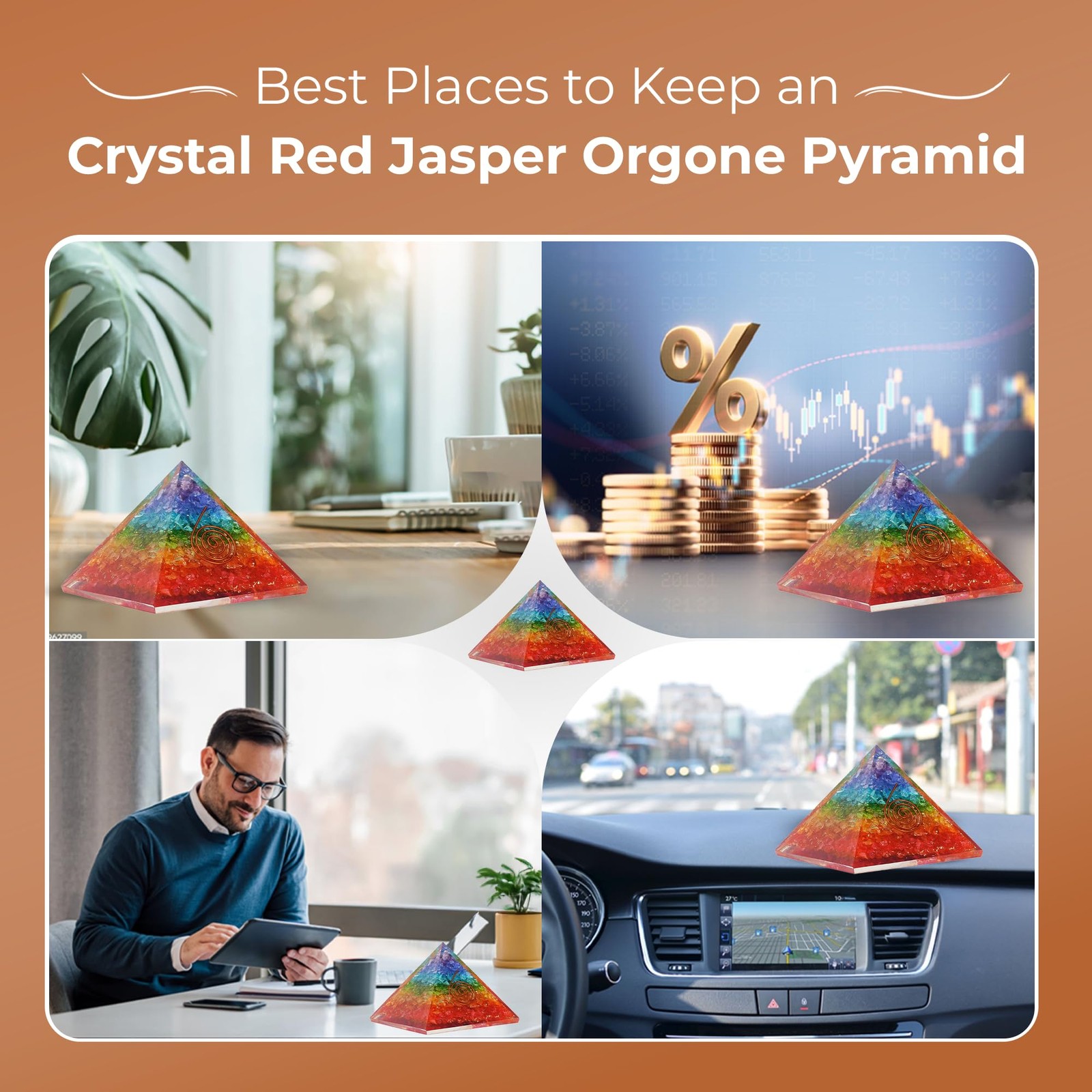 7 Chakra Orgonite Pyramid for Healing Meditation Stress Relief Positive