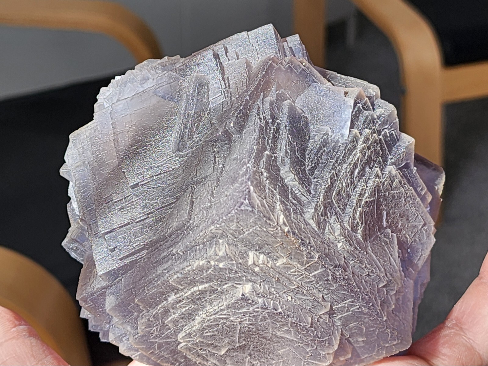RARE,SATINY LUSTER,GRAYISH TO LIGHT PURPLE ZONED FLUORITE CRYSTALS,PAKISTAN