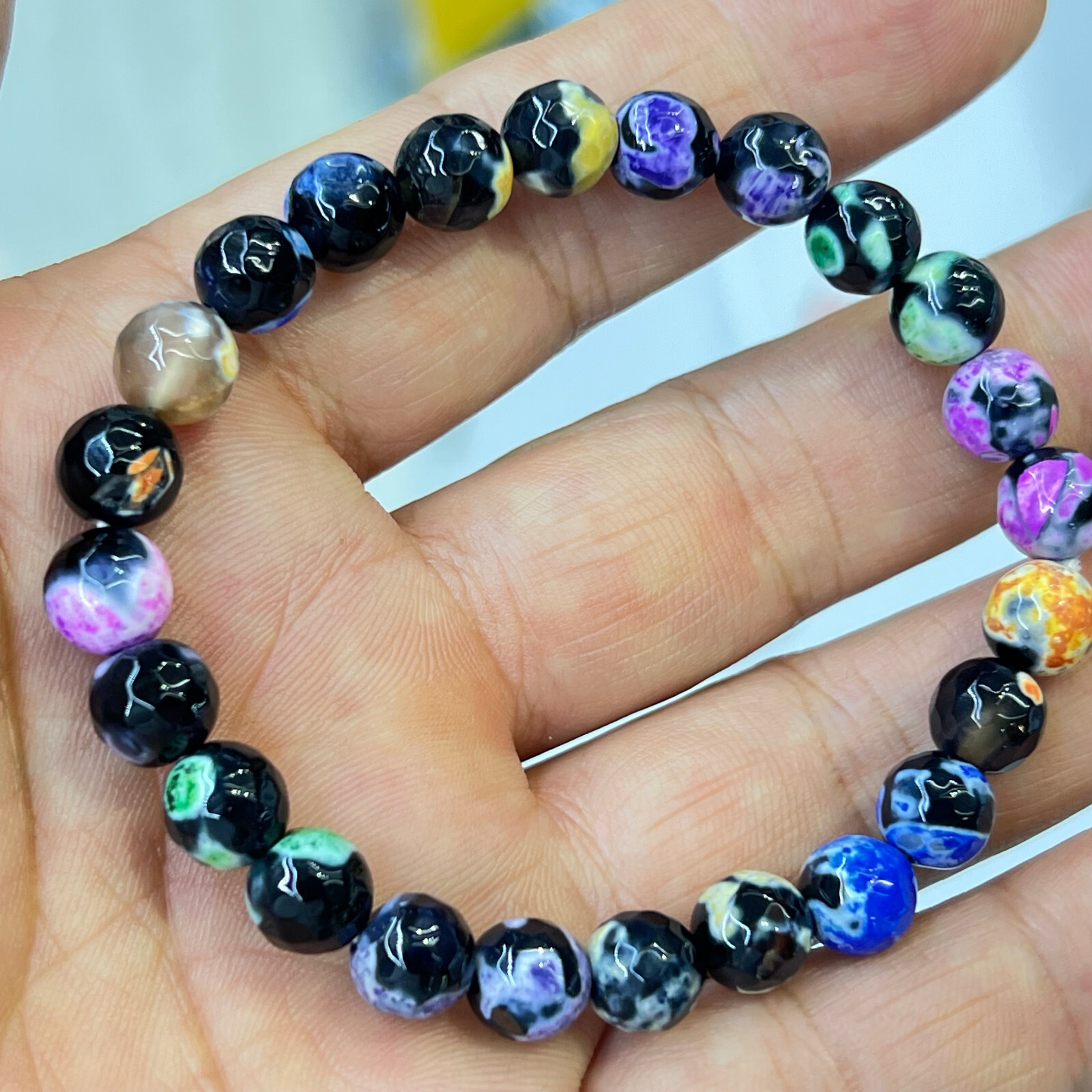 Wholesale Lot 6 Pcs agate 8 mm 7.5″ Crystal Stretch Bracelet