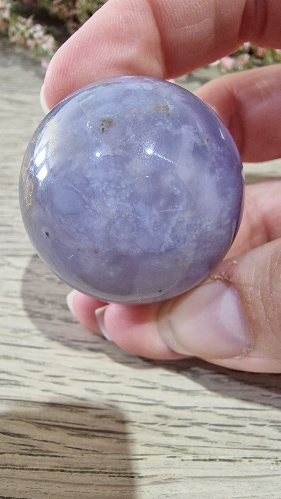 Blue Chalcedony Crystal Sphere 37mm 72g + Stand