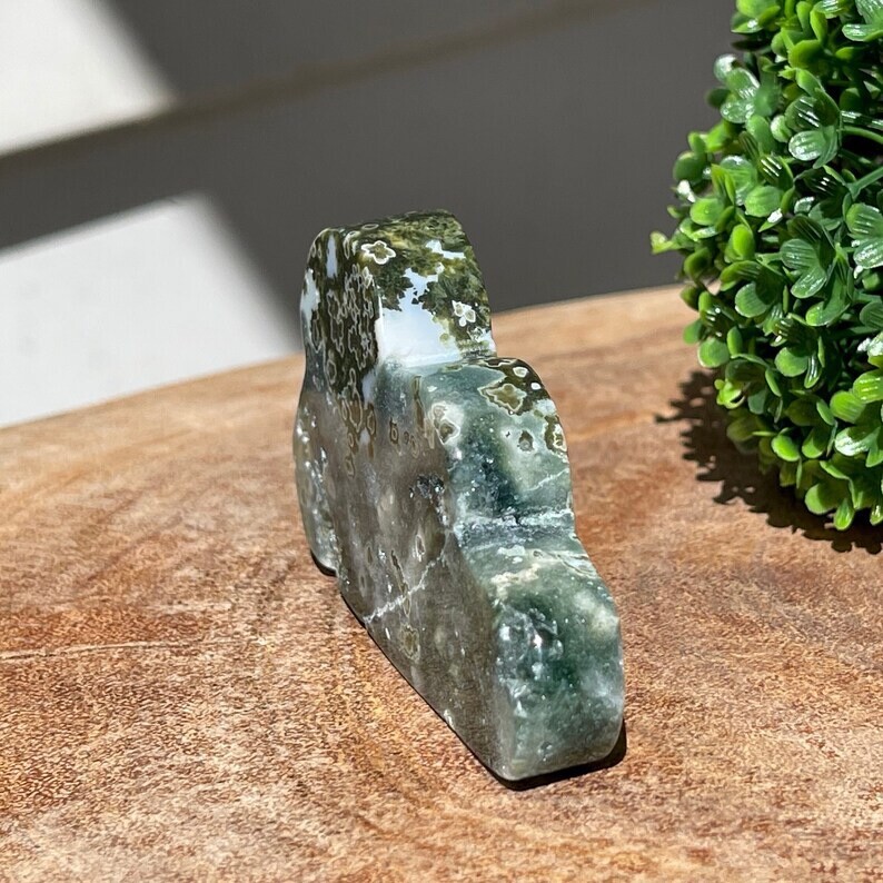 7th Vein Ocean Jasper Cloud Carved Slab with Green Quartz #18 Bubble Jasper