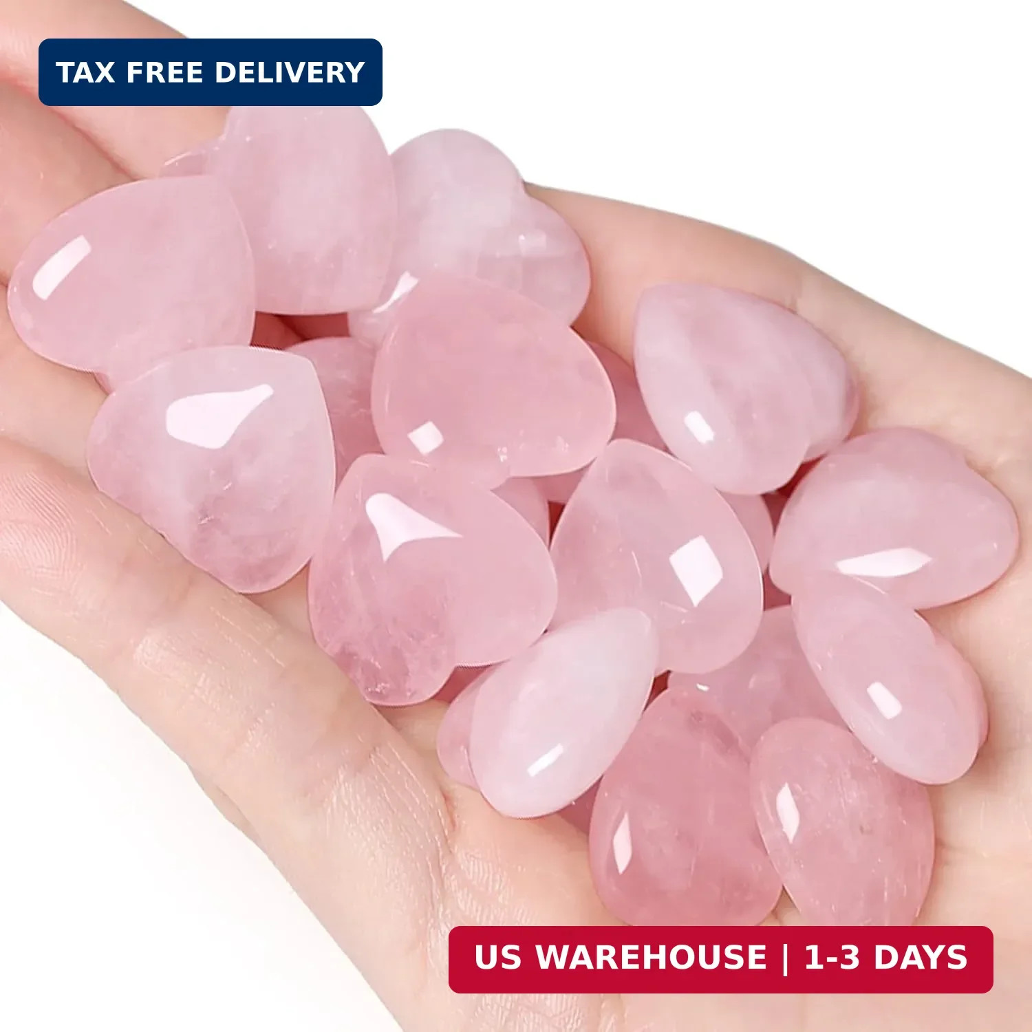 10 PCS Rose Quartz Crystals Heart Decor Stones Thick Polished Cute Mini Pocket S