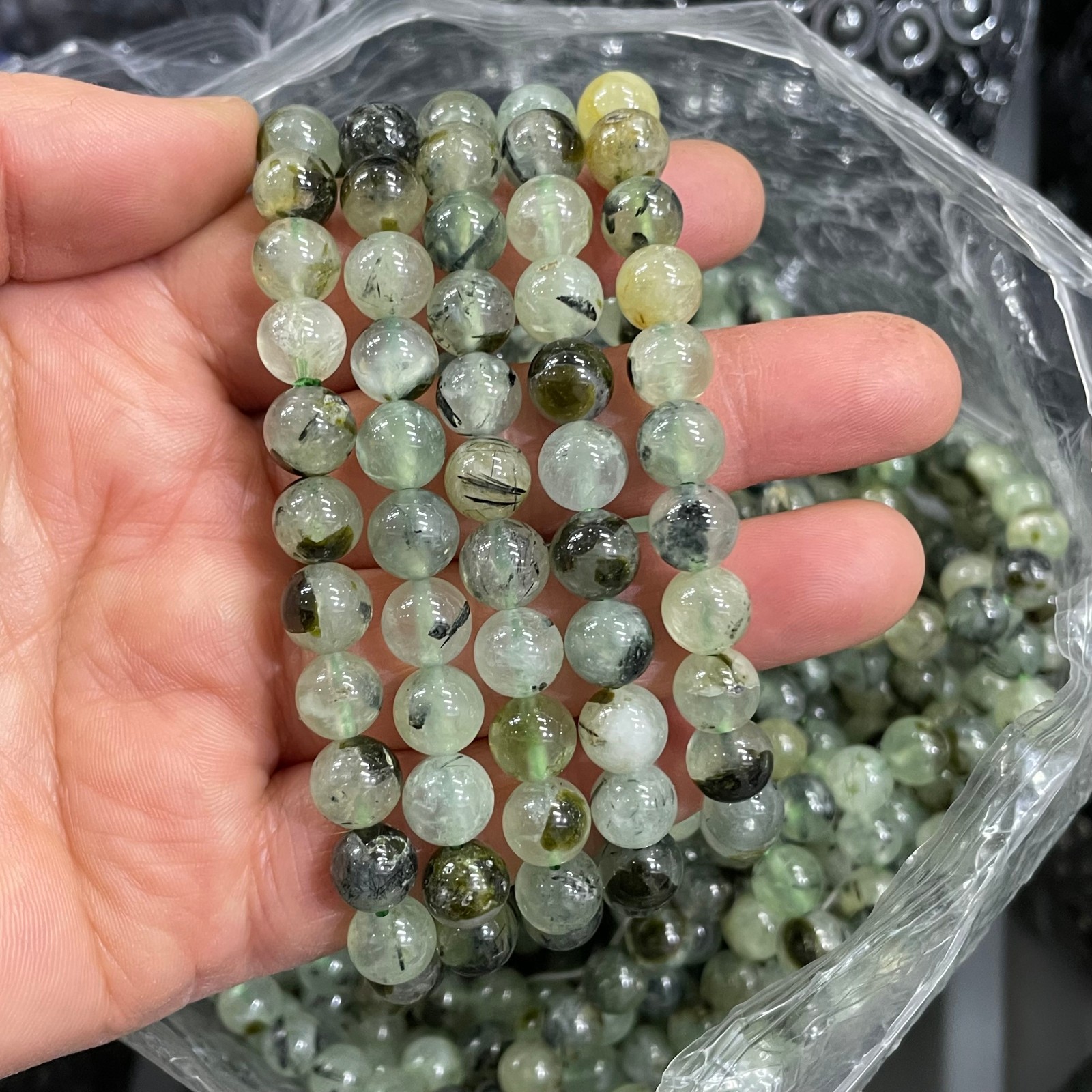 5pc 8mm Natural green agate Bead Bracelet Reiki Crystal Quartz Healing Decorate