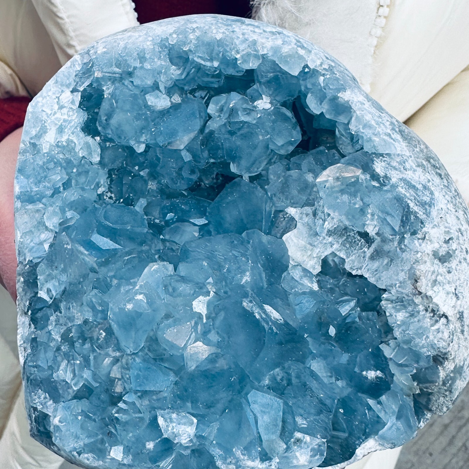 4LB natural blue celestite geode quartz crystal mineral specimen healing