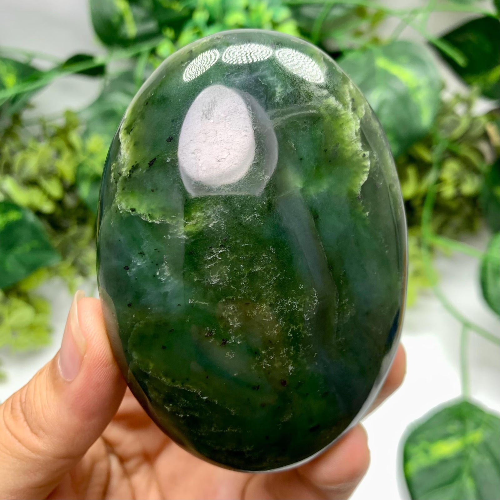 264g Best Quality Green Nephrite Jade Palm Stone, Nephrite Jade, Nephrite, Nephr