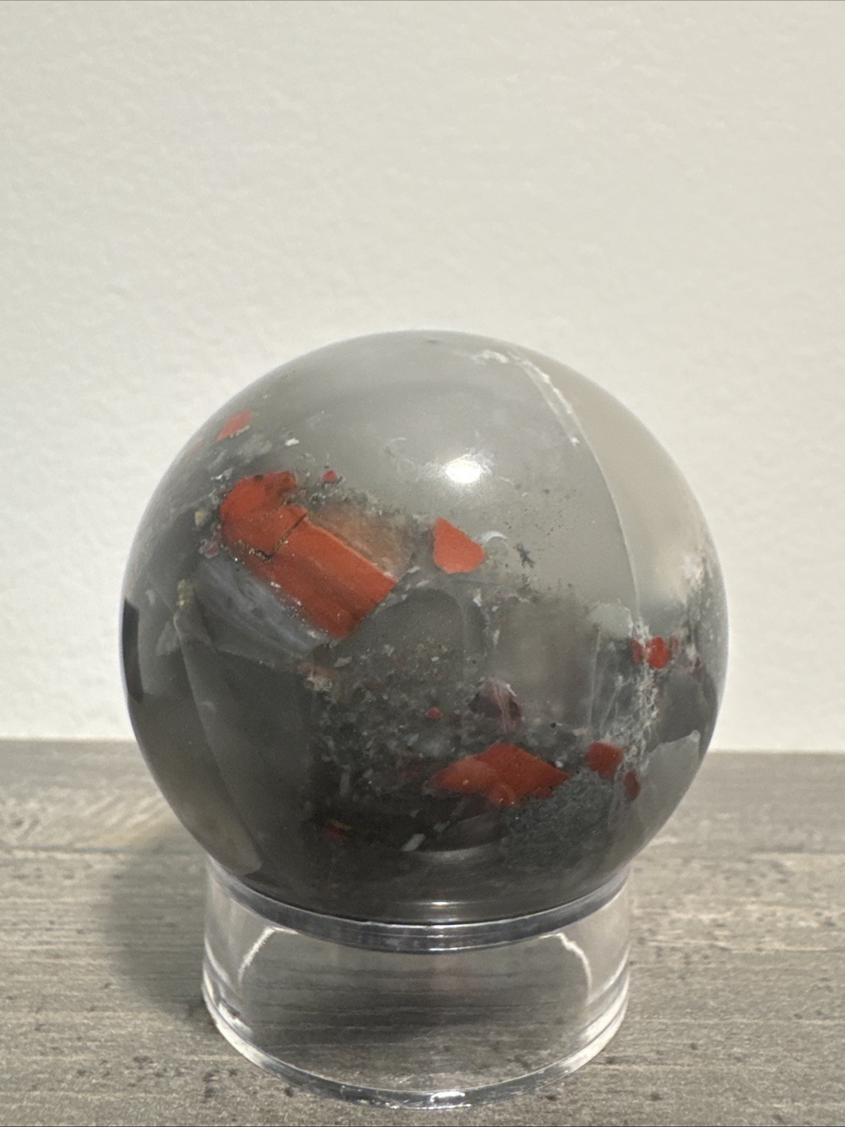 African Bloodstone Crystal Sphere 313 Grams 2.3”
