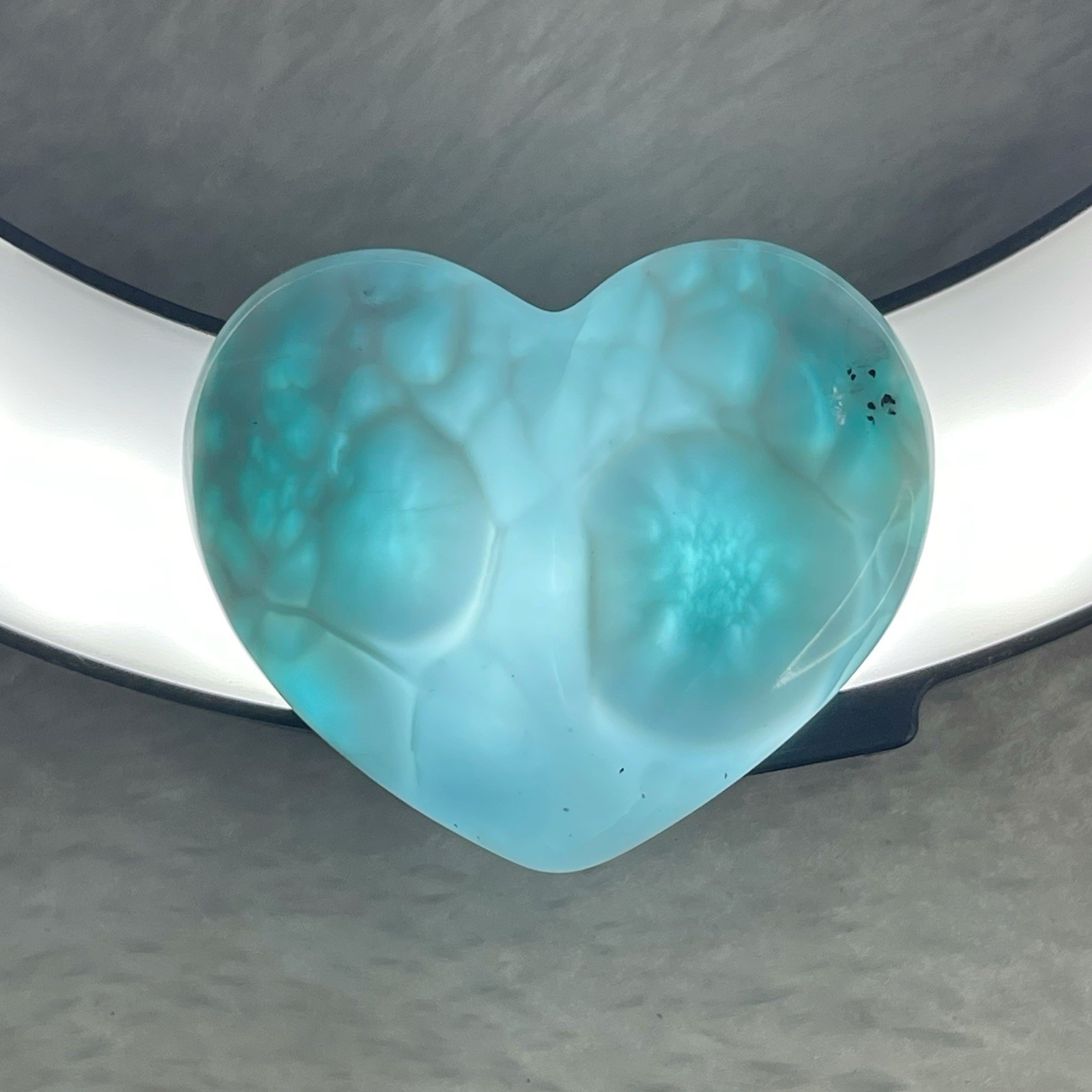 50g Larimar Heart Palm Stone, AAA+ Premium Translucent Ocean Blue Gemstone