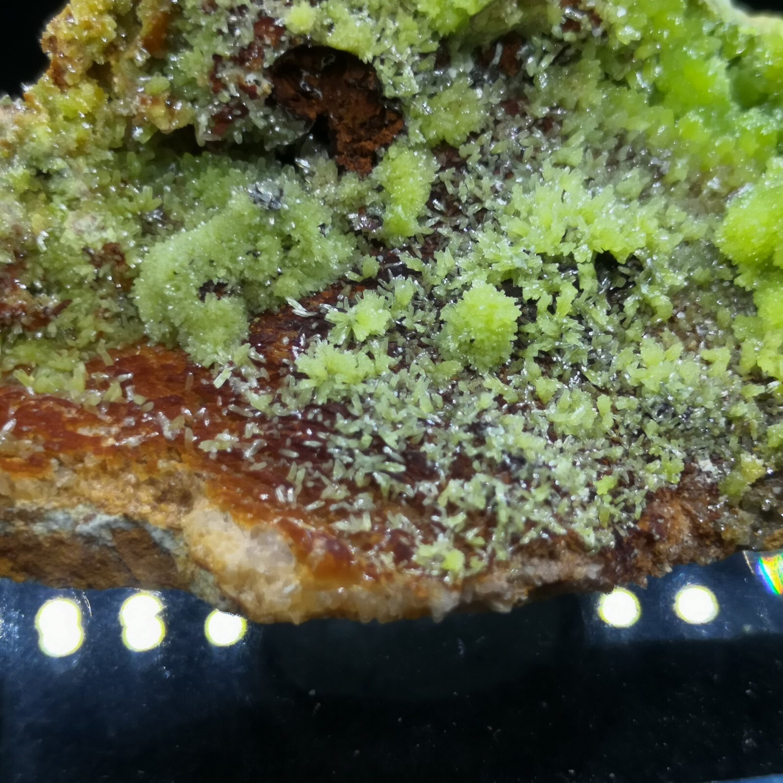 73mm 113g Drusy Fresh Green Pyromorphite on matrix, Natural Mineral Specimen