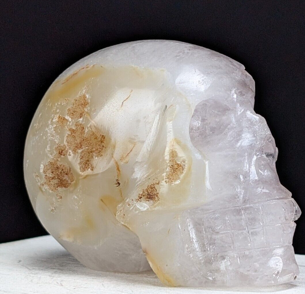 Quartz Skull Carving Druzy Geode Half Face Large Crystal Gemstone Chakra Mineral