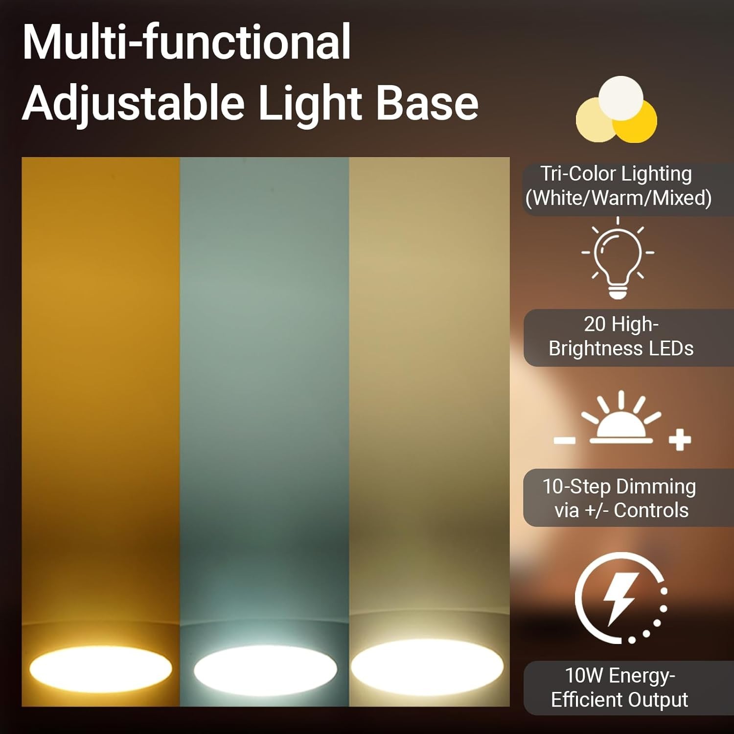 Smart 4.7-Inch LED Light Base for Artistic Crystal Displays – 10-Level Dimming