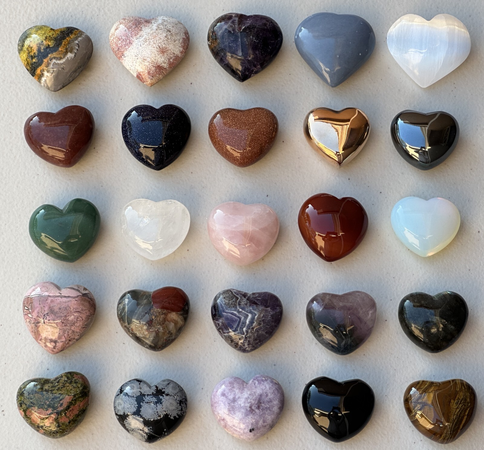 Large Gemstone Heart, 1.75″ Polished Crystals Gemstone Puffy Hearts, Pick a Type