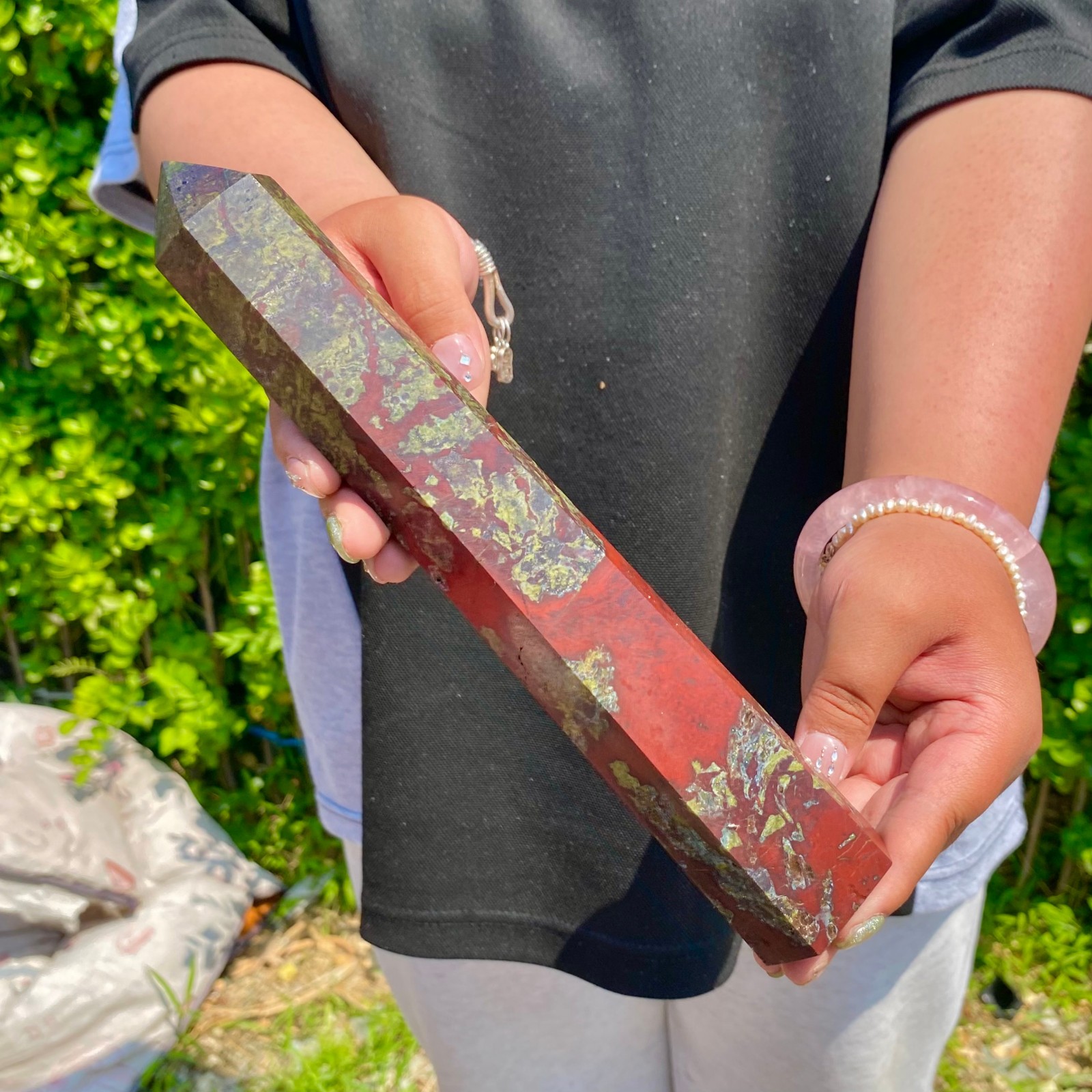 1.52LB Natural Dragon Blood Column Obelisk Crystal Column Wand Point Healin