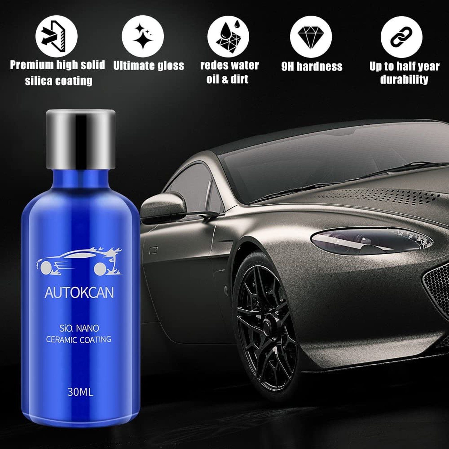 9H Nano Ceramic Coating for Cars, Anti-Scratch High Gloss Ceramic Coating Kit…