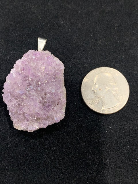 Light Purple Crystal Druzy Quartz Stone Pendant **Sparkly**