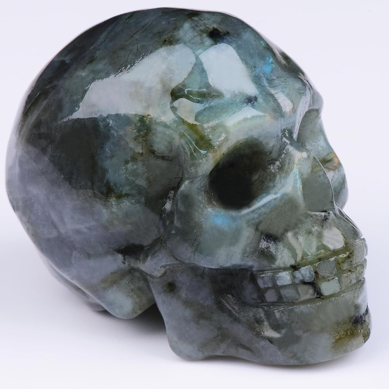 2 Inch Labradorite Crystal Skulls Decor,Human Skull Sculpture Statues Healing Cr