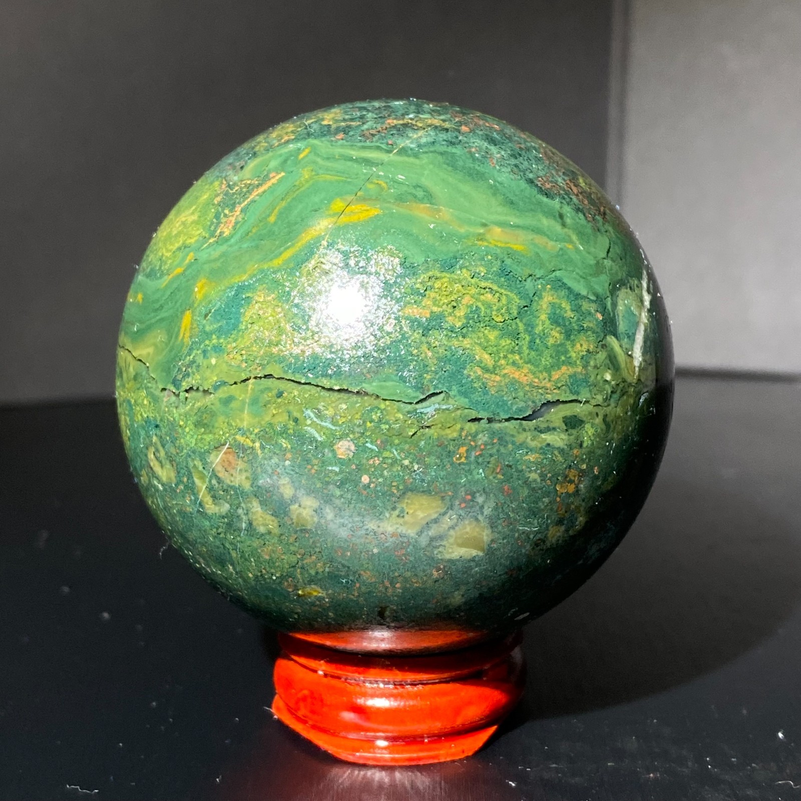 335G Natural Ocean Jasper Ball Crystal Sphere Mineral Specimen Energy Healing