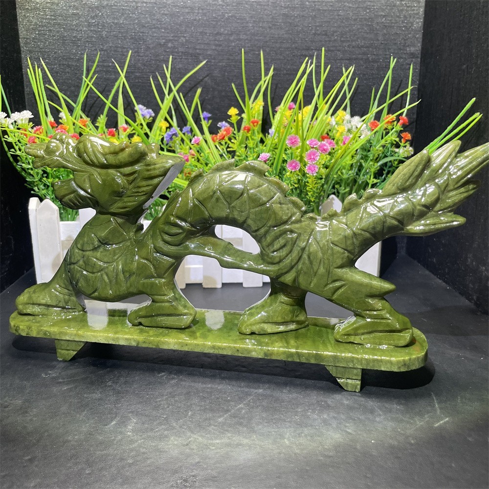 2.5LB 1″ Natural Xiuyan Jade Dragon Crystal Carving Reiki Energy Mineral Reiki