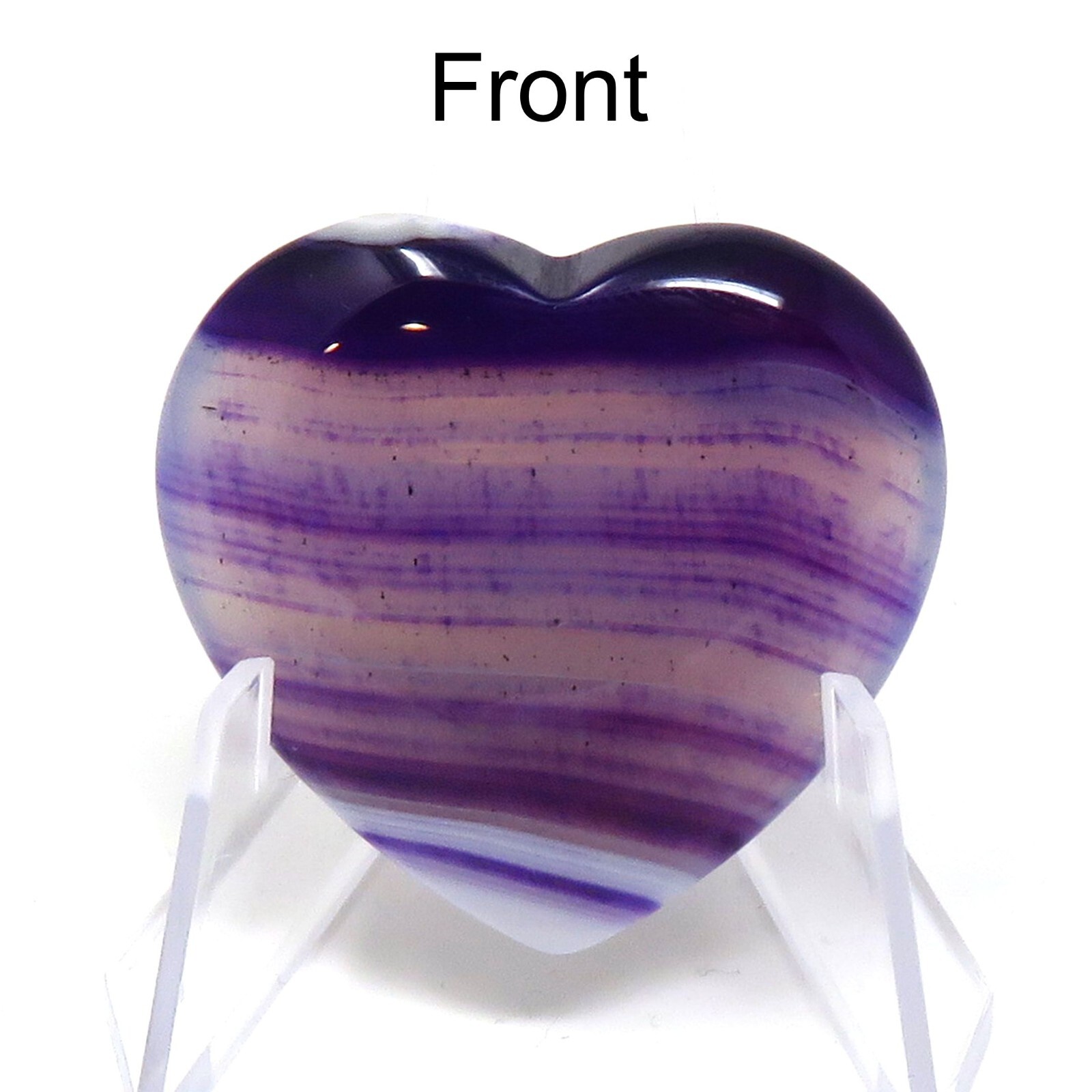 Purple Banded Agate Stone Heart #941 -35mm or 1.37in Valentines Day Love Stone