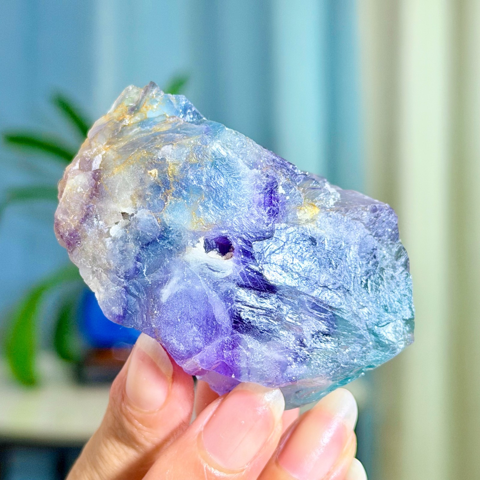 185G Rare transparent purple cubic fluorite mineral crystal sample/China