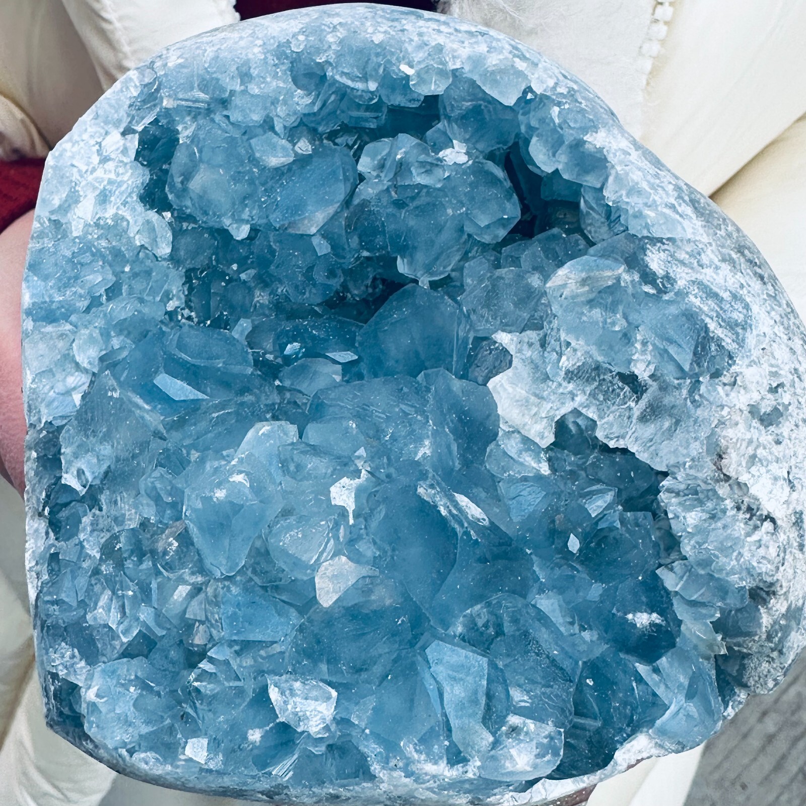 4LB natural blue celestite geode quartz crystal mineral specimen healing