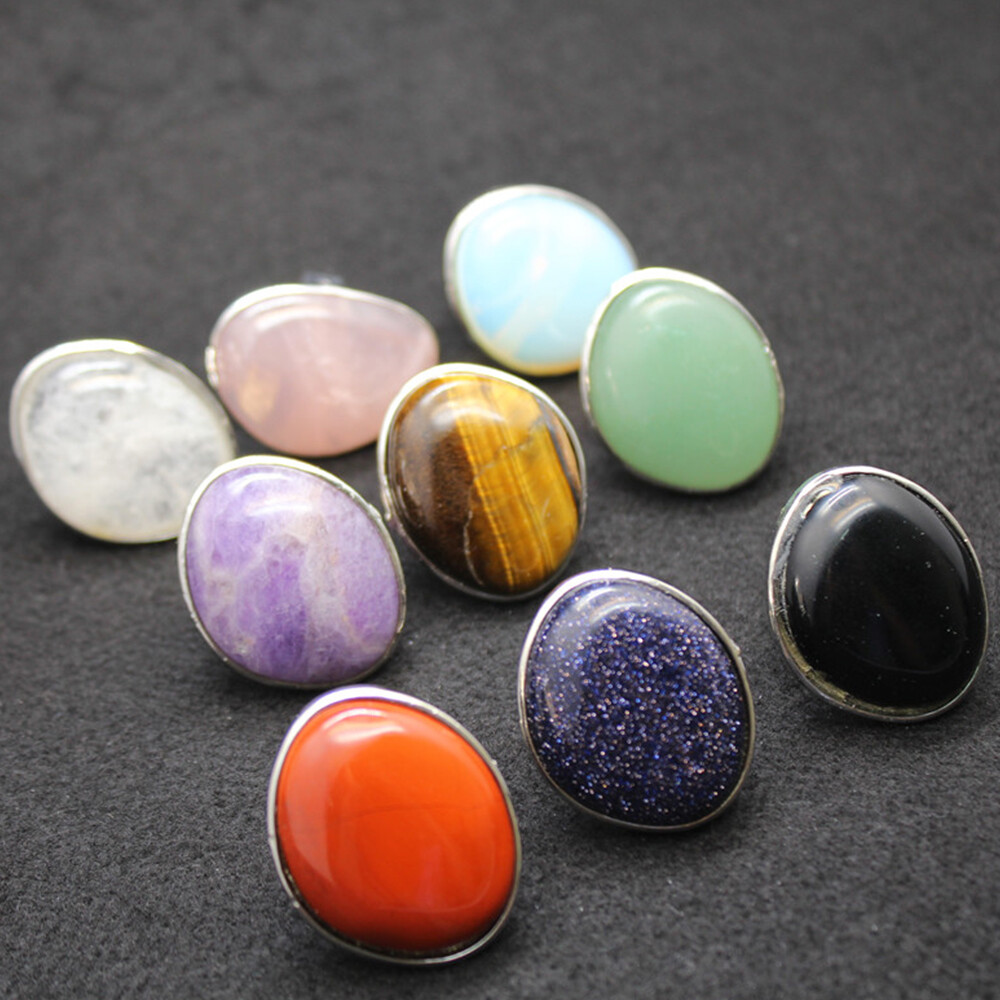 Natural Chakra Crystal Oval Irregular Ring Quartz Opening Jewelry Healing Reiki