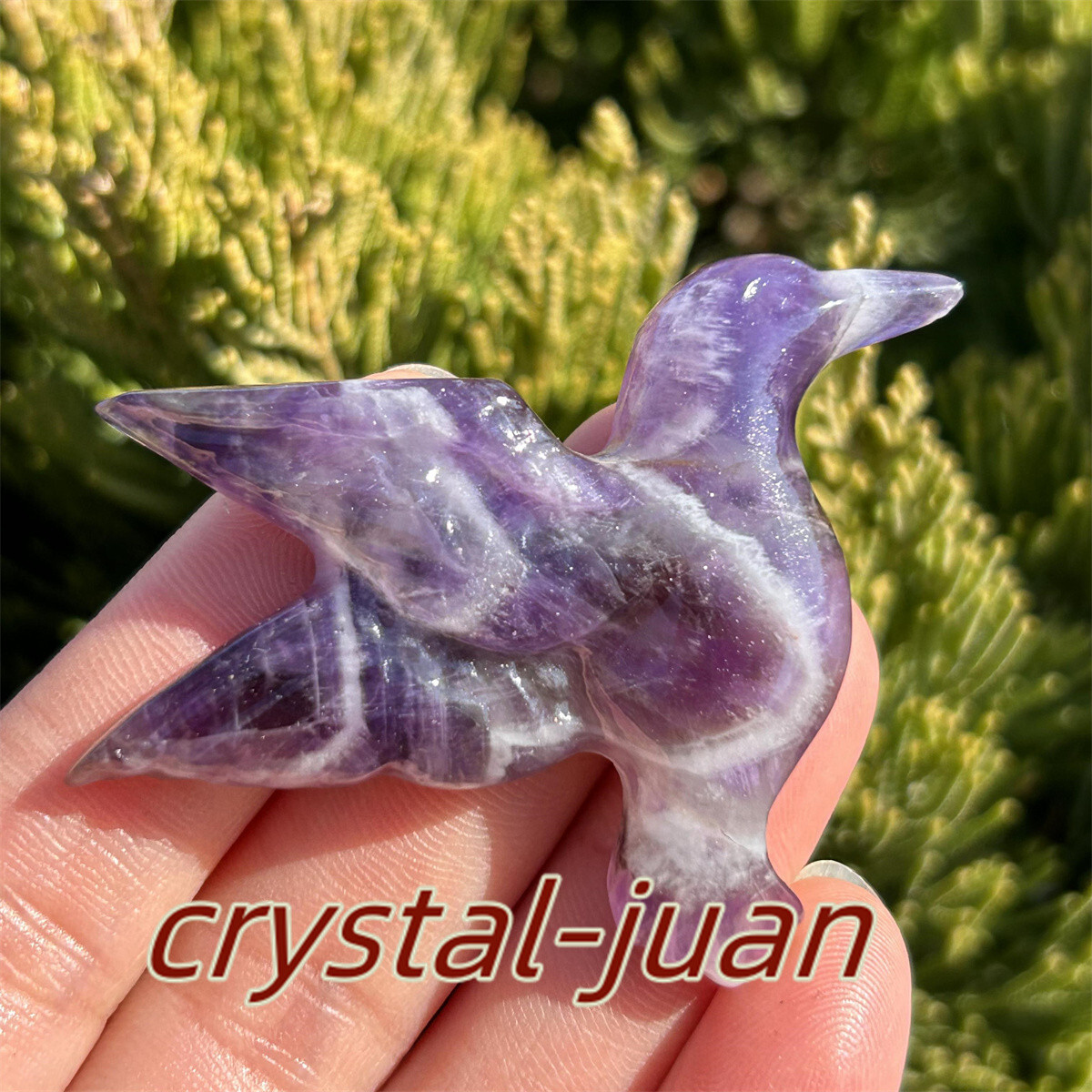 2″+ Natural Dreamy Amethyst hummingbird skull Carved Quartz Crystal skull heal