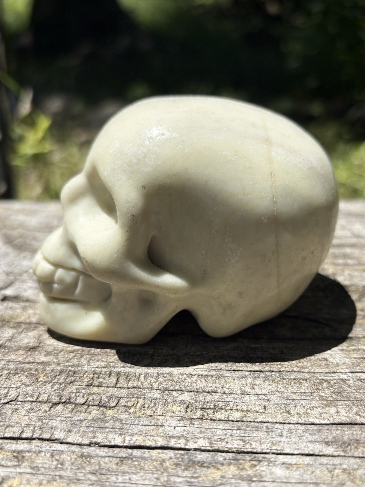 Large Carved Crystal Skull- Natural 3.4” Pale Yellow White Calcite Skull Carving