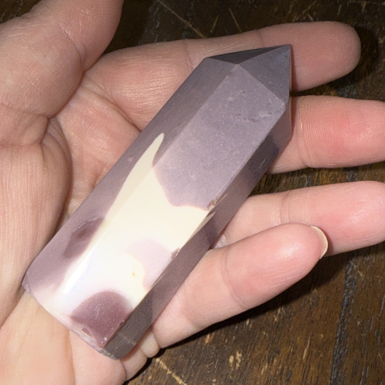 Mookaite Jasper Tower Point Crystal 3 1/10 inches tall, 77g