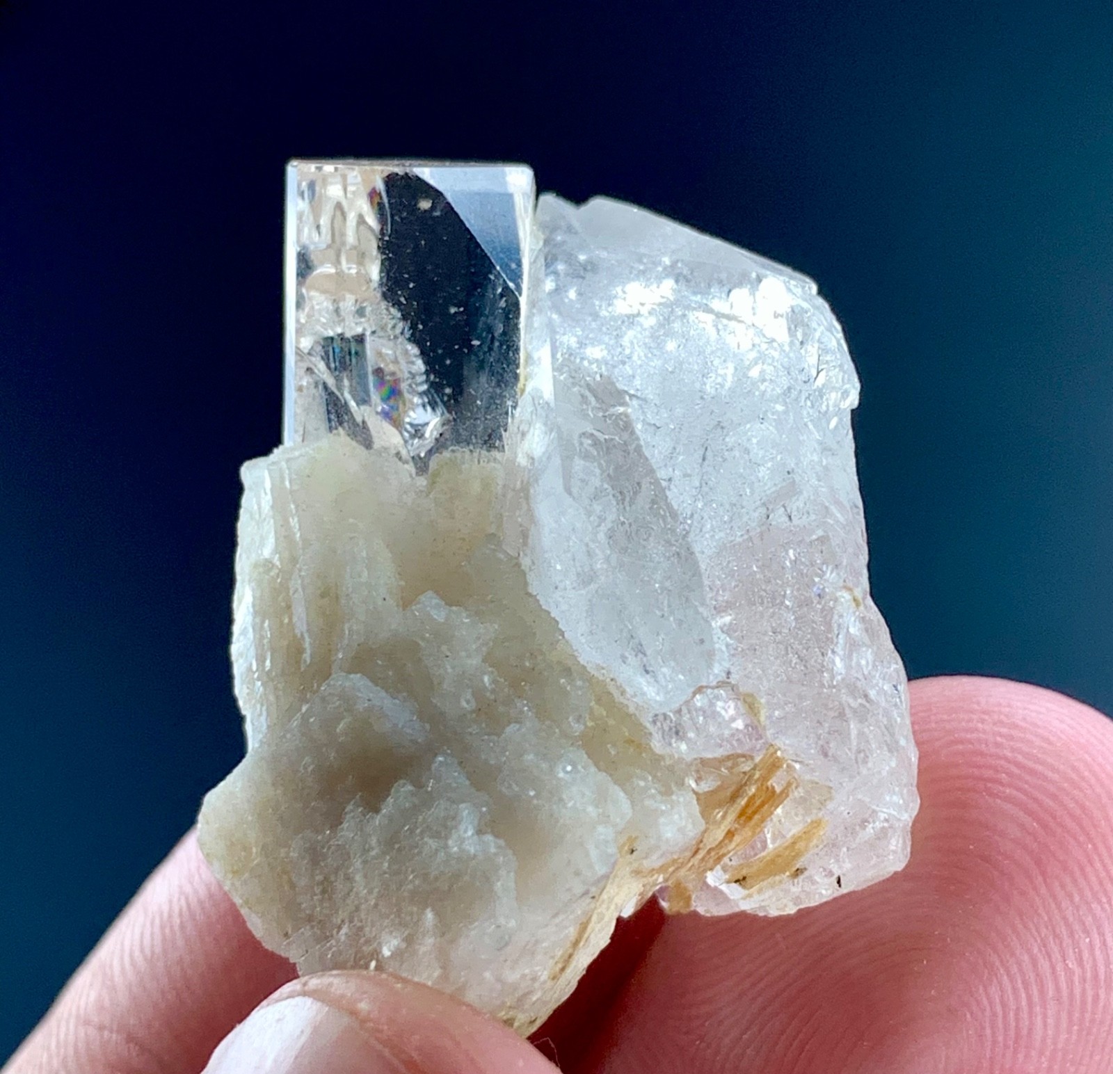 Natural Aesthetic Terminated Topaz With Quartz Crystal From Pakistan (12 G)