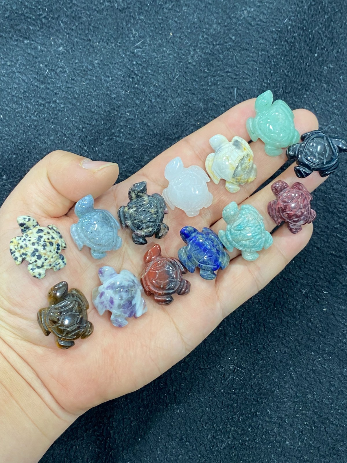 5pc Natural mix Quartz hand Carved Mini Sea turtle crystal Reiki healing