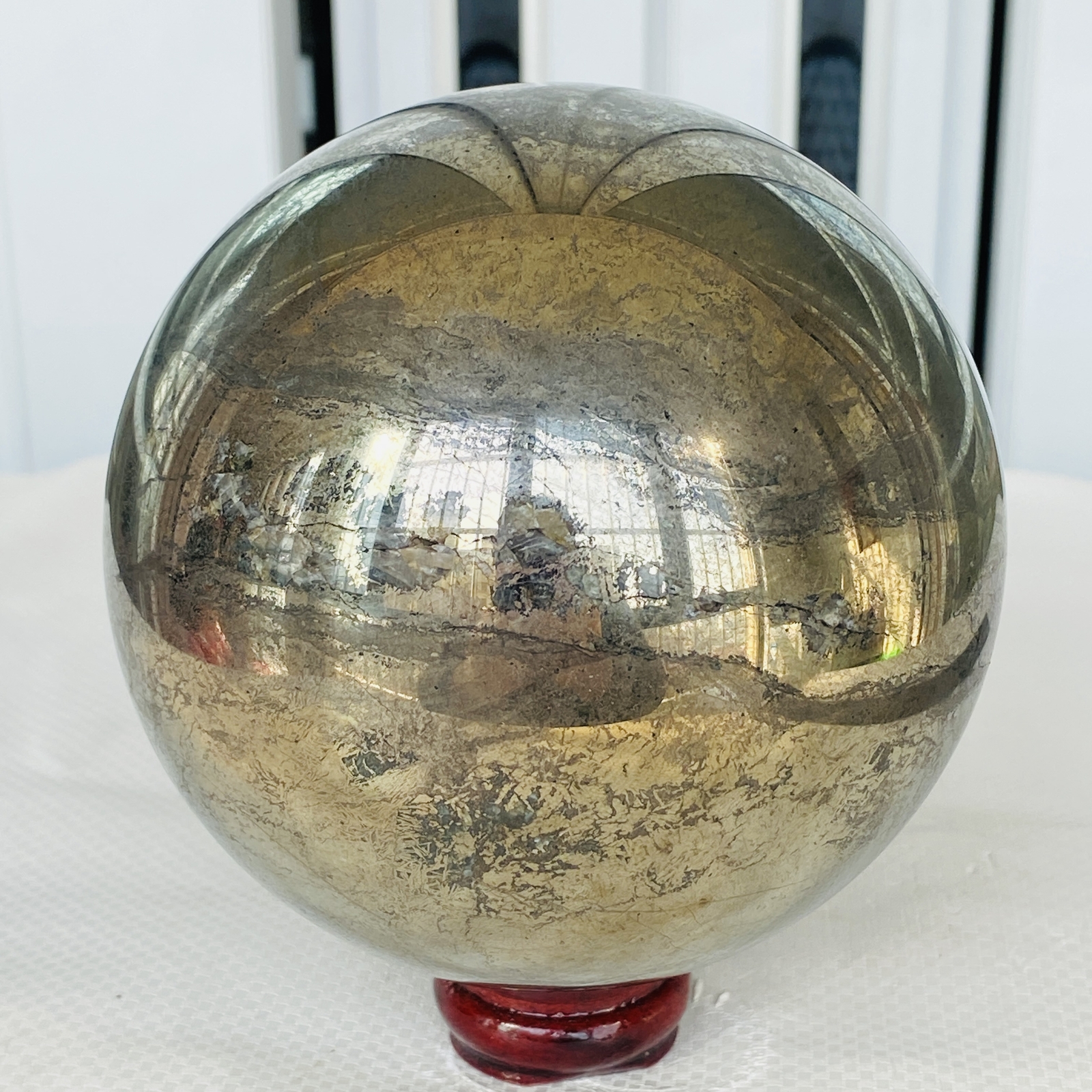 Natural Chalcopyrite Quartz Crystal Ball Energy Reiki Healing 3040G
