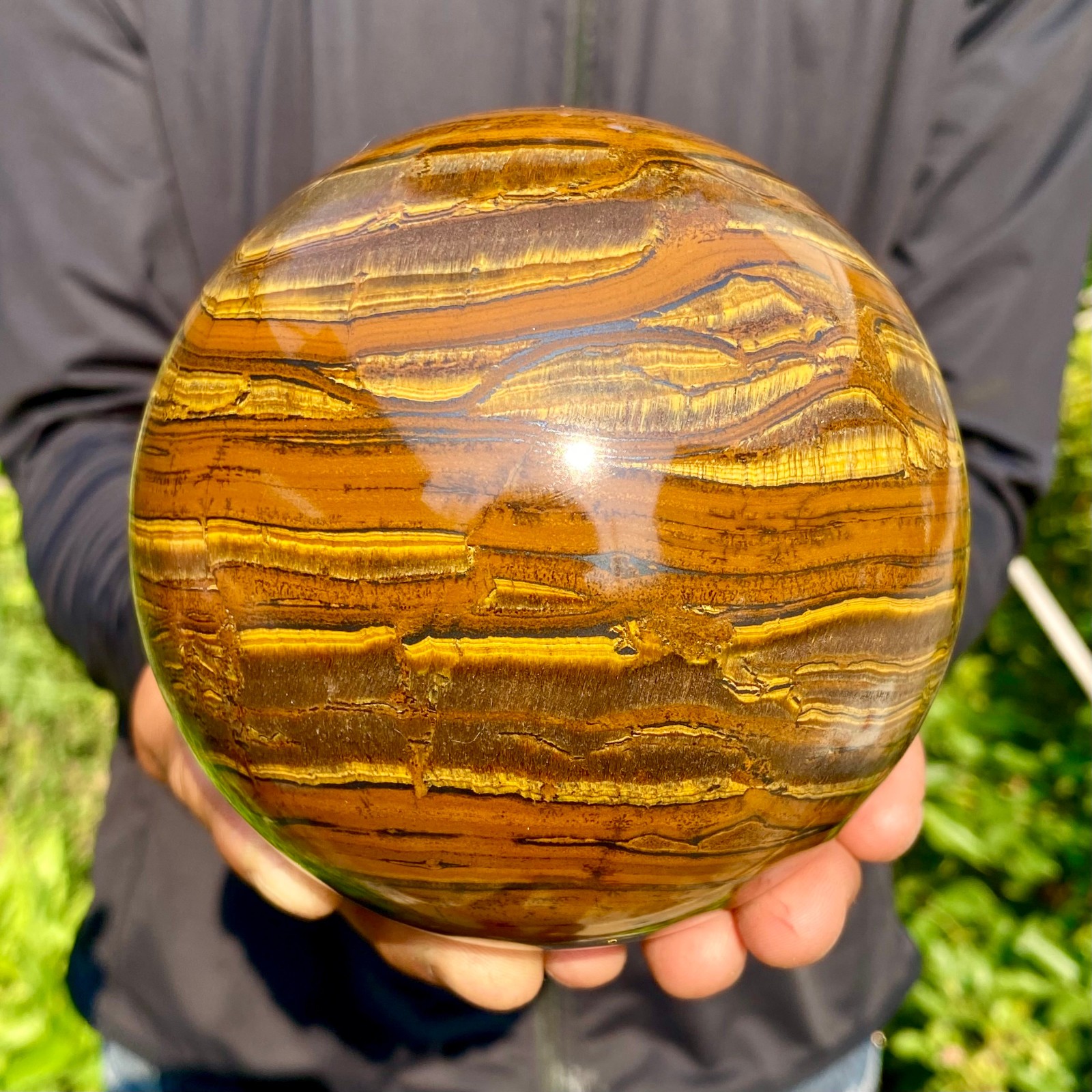 4.82LB Large Natural Tiger Eye Stone Crystal Ball Quartz Healing Sphere Décor