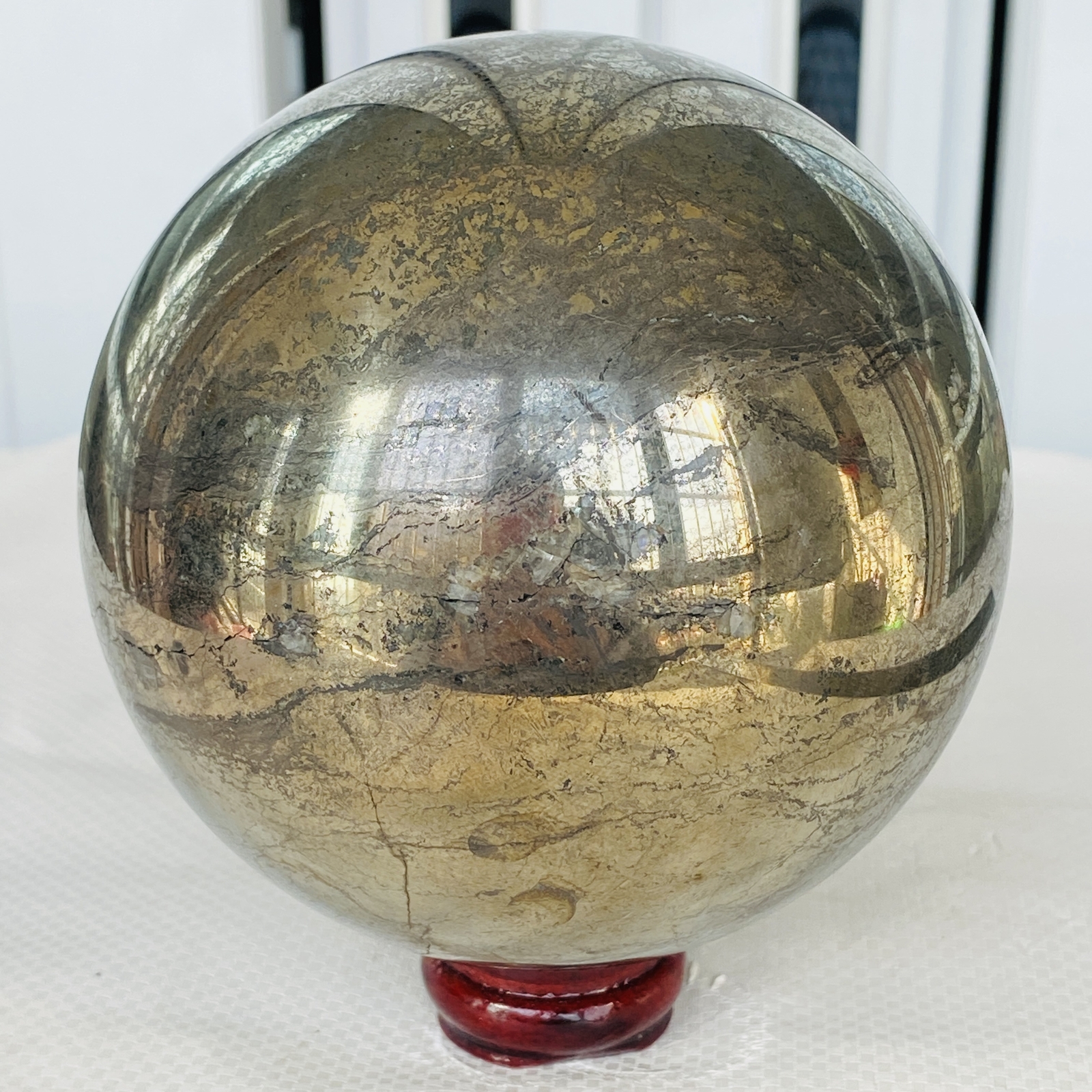 Natural Chalcopyrite Quartz Crystal Ball Energy Reiki Healing 3040G