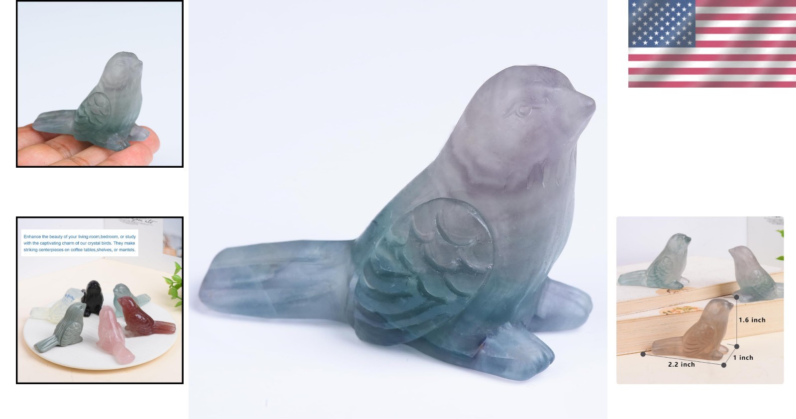 Unique Fluorite Bird Figurine – Thoughtful Gift for Birthdays & Anniversaries