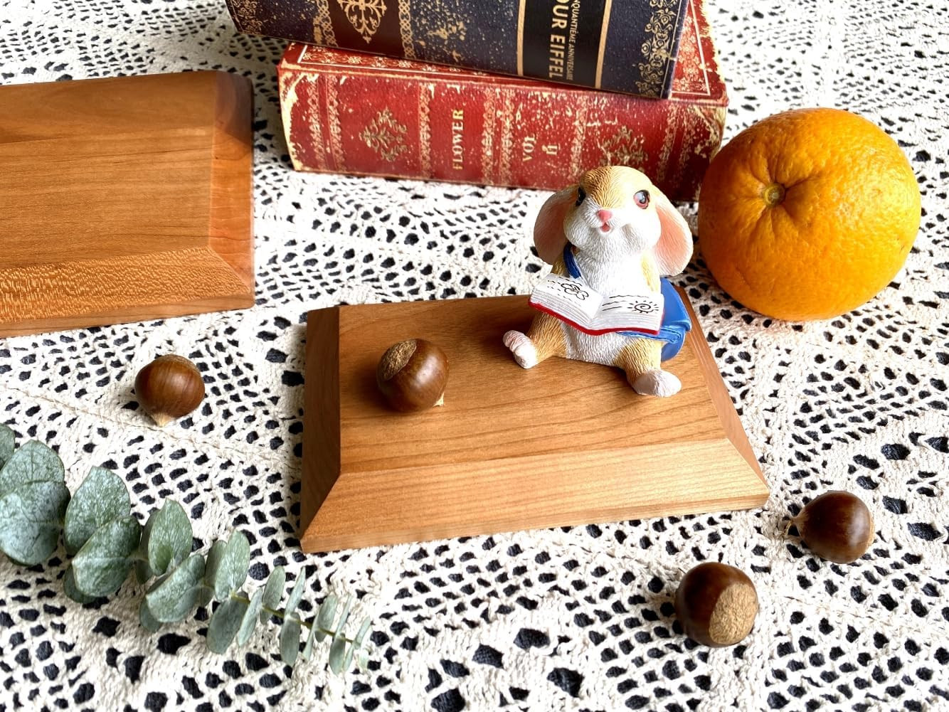 Solid Cherrywood Pedestal, Rectangular Wood Display Base with Bevel, Modern Farm