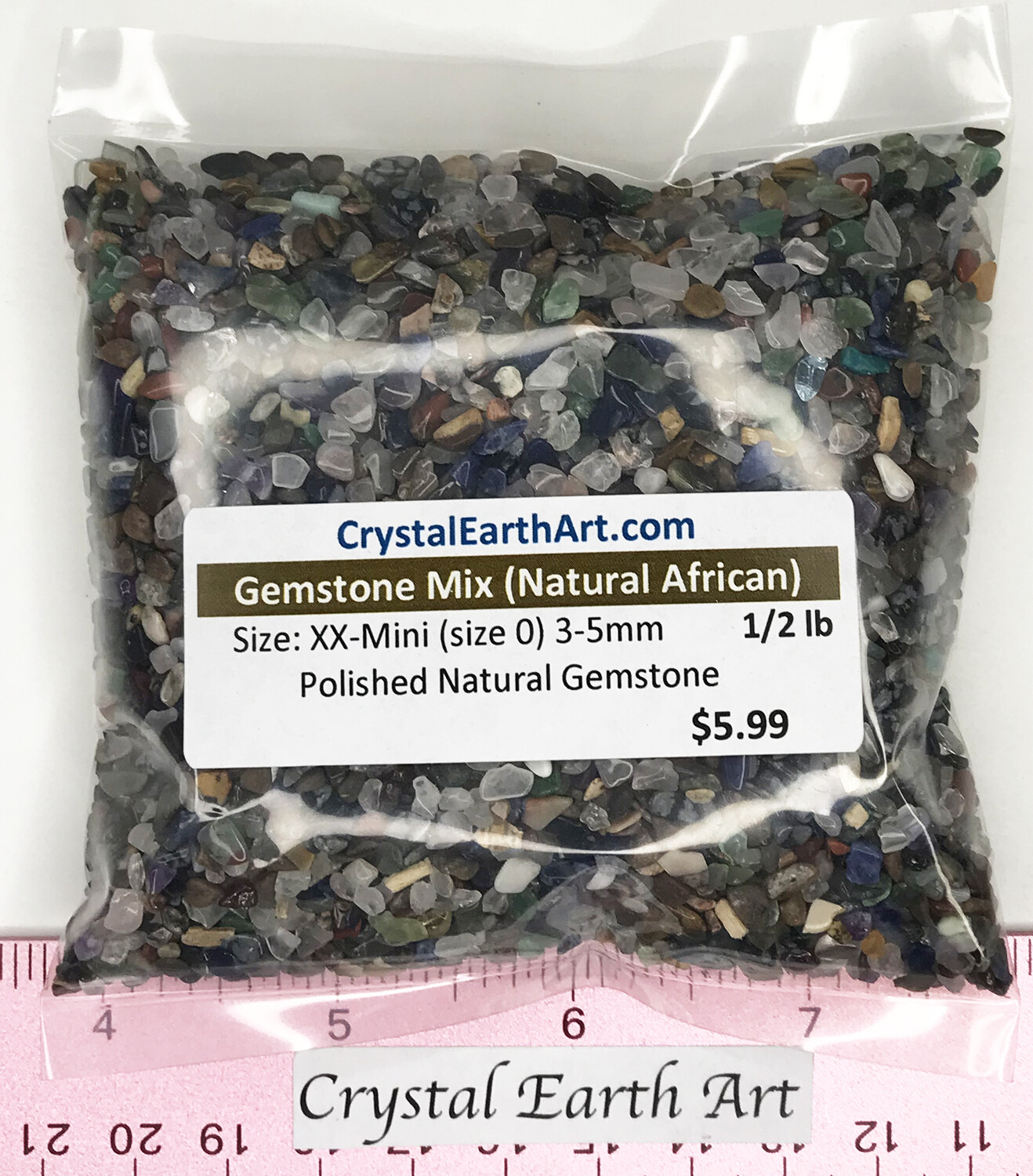 Gemstone Mix Natural African Polished XX-Mini (3-5mm). 1/2 lb.