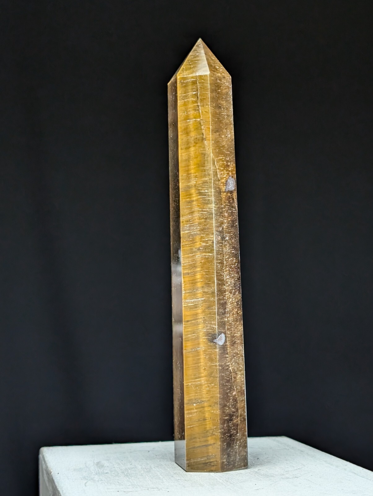 Tiger Eye Tower Crystal Gemstone Large Big Tall Point Chakra