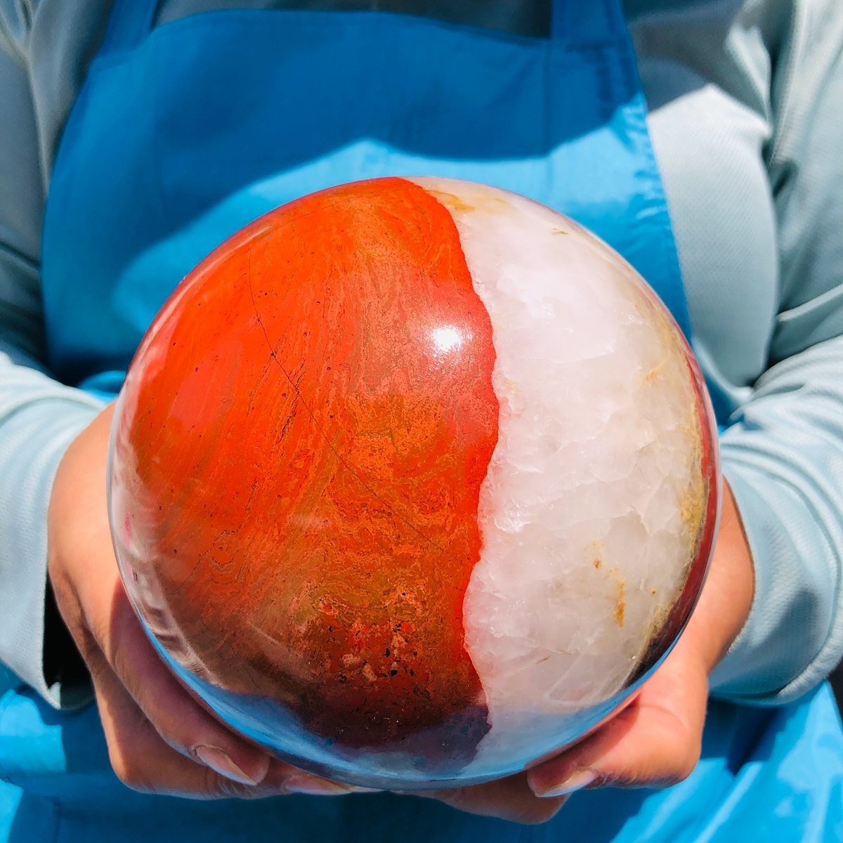5.96LB Natural red jade ball quartz crystal ball, spiritual energy healing